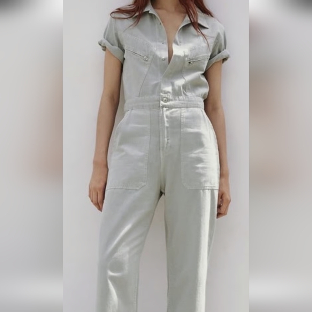 ZARA WomenS‎ Gray Jumpsuit COTTON SMALL